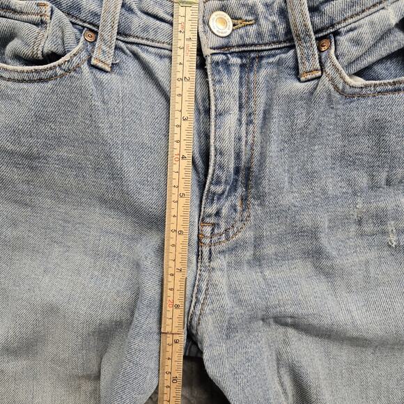 RSQ Flared High Rise Denim Jeans Size 25x31 Light‎ Wash Stressing Faded - Picture 5 of 12